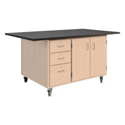 Hann Mobile Project Workcenter - Natural with Black Laminate Top 72" x 42", back