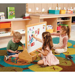 Copernicus Early Years Creator Center, children placing magnetic shapes on whiteboard in landscape mode