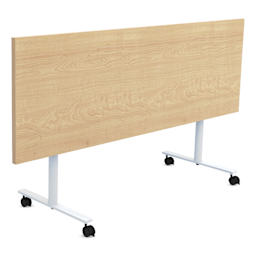 Safco Jurni Flip-Top Table with Casters - Fusion Maple, 24" x 72", top folded