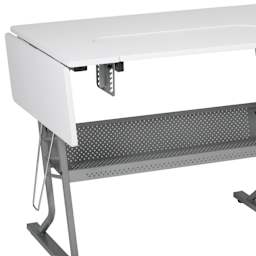 Studio Designs Eclipse Ultra Sewing Table - Gray/White, close up of corner folded down