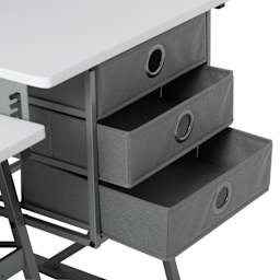 Studio Designs Eclipse Ultra Sewing Table - Gray/White, close up of three drawers