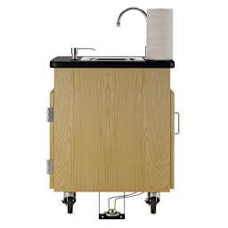 Diversified Spaces Mobile Hand Wash Station - Single Foot Pump, Oak, 24"W x 24"D x 36"H (Side view)