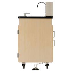 Diversified Spaces Mobile Hand Wash Station - Single Foot Pump, Maple, 24"W x 24"D x 36"H (Side view)