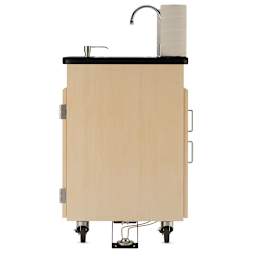 Diversified Spaces Mobile Hand Wash Station - Dual Foot Pump, Maple, 24"W x 24"D x 36"H (Side view)