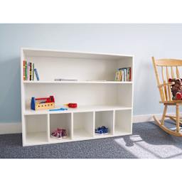 Whitney Brothers White Cubby and Shelf Cabinet (Books, toys, and shoes on shelf)