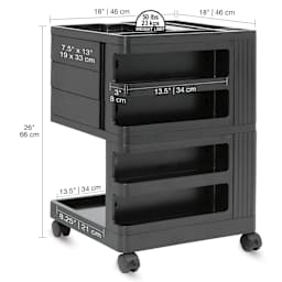 Studio Designs Kubx Pro Mobile Storage Cart - Black (Cart with dimensions)