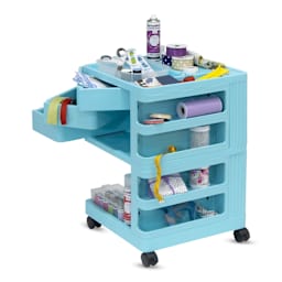 Studio Designs Kubx Pro Mobile Storage Cart - Turquoise (Filled with supplies)