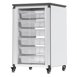 Modular Storage Cabinet, whiteboard side of the single module with 6 small bins. 
