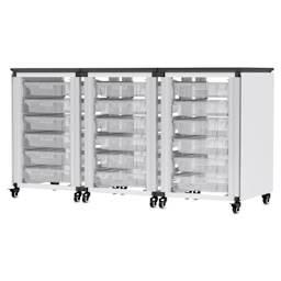 Modular Storage Cabinet, whiteboard side of the 3 side-by-side module with 18 small bins.