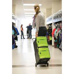 Copernicus Tech Tub2 Charging Storage Box - 10 Device Holder with Trolley, teacher holding trolley