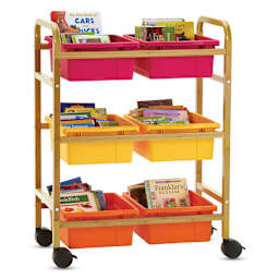 Copernicus Bamboo Book Browser Cart - Vibrant Warm, 6 Bins, front