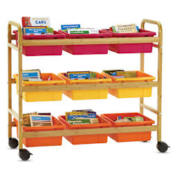 Copernicus Bamboo Book Browser Cart - Vibrant Warm, 9 Bins, front
