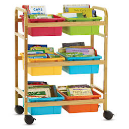 Copernicus Bamboo Book Browser Cart - Vibrant, 6 Bins, front