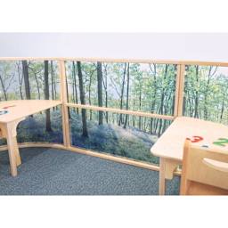 Whitney Brothers Nature View Divider Panel, connected to curved panels next to desks