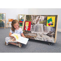 Whitney Brothers Nature View Mobile Book Browser, child reading in front of the  book browser