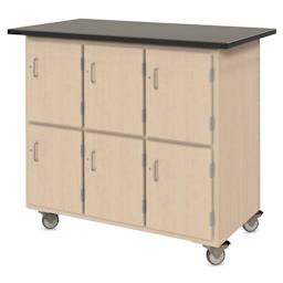 Hann Mobile Project Support Cabinet - Natural, 6 Storage Compartments