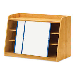 Copernicus Bamboo Write and Store Shelf - Two sliding Whiteboards showing shelves inside