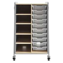 Safco Whiffle Typical 2 Double Storage Cart - Gray, storage space and totes shown