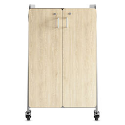 Safco Whiffle Typical 14 Double Storage Cart - Gray, front of the cart with double doors closed