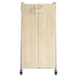 Safco Whiffle Typical 15 Double Storage Cart - Gray, front of the cart with double doors closed