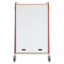 Safco Whiffle Typical 2 Double Storage Cart - Red, dry-erase laminate in the back of the cart