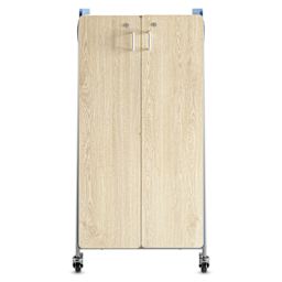 Safco Whiffle Typical 15 Double Storage Cart - Electric Blue, front of the cart with double doors closed