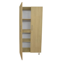 Whitney Brothers ElevatED Tall and Wide Cabinet, one door open showing shelves inside.