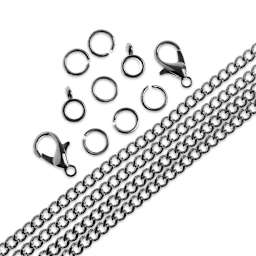 John Bead Curb Chain and Findings Set - 3 mm, Nickel (Out of packaging)
