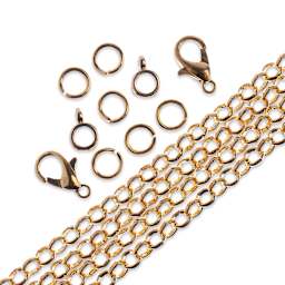 John Bead Rolo Cable Chain and Findings Set - 4 mm, Gold (Out of packaing)
