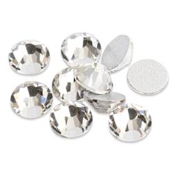 John Bead Crystal Lane Flat Back Rhinestones - Crystal, 4.7 mm (Close-up of front and back of rhinestones)
