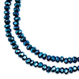 John Bead Crystal Lane Rondelle Bead Strands - Blue, Opaque, Iris, 7" (Close-up of beads)