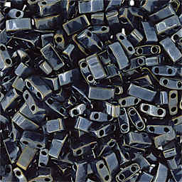 John Bead Miyuki Tila Half Cut Beads - Light Gunmetal, Opaque, 5 mm x 2.3 mm (Close-up of beads)