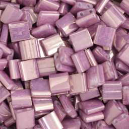 John Bead Miyuki Tila Beads - Amethyst, Opaque, 5 mm x 5 mm (Close-up of beads)