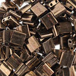 John Bead Miyuki Tila Beads - Dark Bronze, Opaque Metallic, 5 mm x 5 mm (Close-up of beads)
