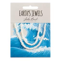 John Bead Earth's Jewels Freshwater Pearls - White, Semi-Round, 2 mm to 3 mm (In packaging)