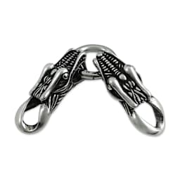 John Bead Stainless Steel Antique Silver Clasp - Dragon Head, 37 x 13 mm, facing back 