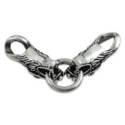 John Bead Stainless Steel Antique Silver Clasp - Dragon Head, 37 x 13 mm, underneath