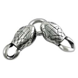 John Bead Stainless Steel Antique Silver Clasp - Snake Head, 34 x 15 mm, from above