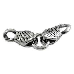 John Bead Stainless Steel Antique Silver Clasp - Snake Head, 34 x 15 mm, underneath
