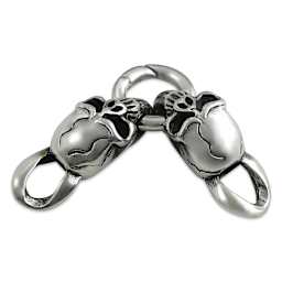 John Bead Stainless Steel Antique Silver Clasp - Skull, 35 x 14 mm, from above
