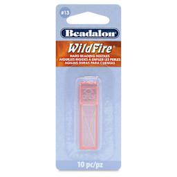 Beadalon WildFire Hard Beading Needles - Size 13, Pkg of 10, front of the packaging. 