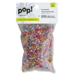 Pop! Faceted Plastic Beads - Iridescent, front of the packaging