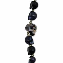 John Bead Assorted Skull Bead Strand - Black, 6-1/2" Length, close-up