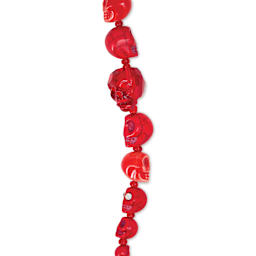 John Bead Assorted Skull Bead Strand - Red, 6-1/2" Length, close-up