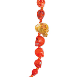 John Bead Assorted Skull Bead Strand - Orange, 6-1/2" Length, close-up