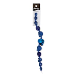 John Bead Assorted Skull Bead Strand - Dark Blue, 6-1/2" Length