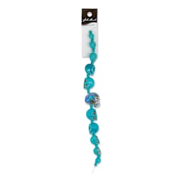 John Bead Assorted Skull Bead Strand - Turquoise Blue, 6-1/2" Length