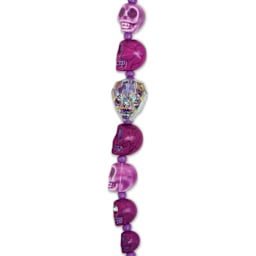 John Bead Assorted Skull Bead Strand - Purple, 6-1/2" Length, close-up
