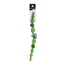 John Bead Assorted Skull Bead Strand - Green, 6-1/2" Length