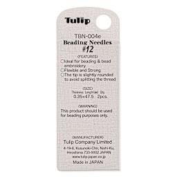 Tulip Needle Company Beading Needles - Size 12, Pkg of 2, back of the packaging